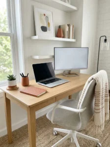 Accent colors adding interest to home office