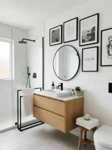 Black and white wall art bathroom decor
