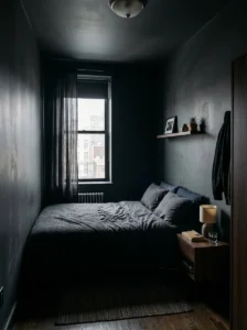 Dark paint colors making a small bedroom appear smaller and darker