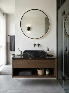 Black marble sink basin bathroom design