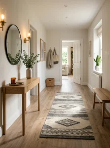 Durable hallway flooring designed for heavy daily foot traffic.