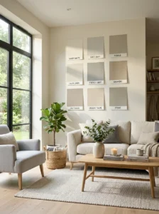 Natural lighting changing the appearance of living room paint colors