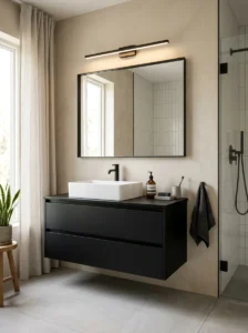 Minimal black vanity modern bathroom design