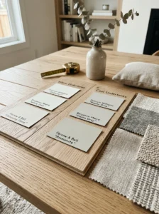 Warm and cool undertones in living room paint color samples