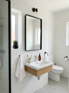 Black mirror frame small bathroom design
