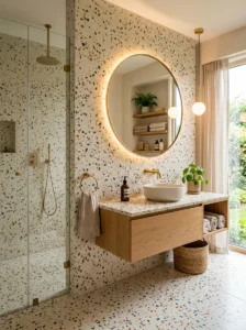 Terrazzo bathroom tiles in a stylish modern interior