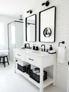 Bathroom styled with black accessories for a simple and clean upgrade